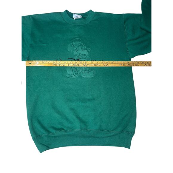 Vintage Disney world Mickey Mouse embossed embroidered green sweatshirt small - Picture 5 of 7